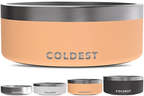 Coldest Dog Bowl - Anti Rust Metal, Non Slip, 3 Layers Insulated Stainless Steel Dog Bowls - Spill Proof & Heavy Duty - Water Bowl for Dogs, Cats & Pets, Dish Washer Safe (64 oz, Sahara Peach) - color: Sahara Peach, size: 64 oz
