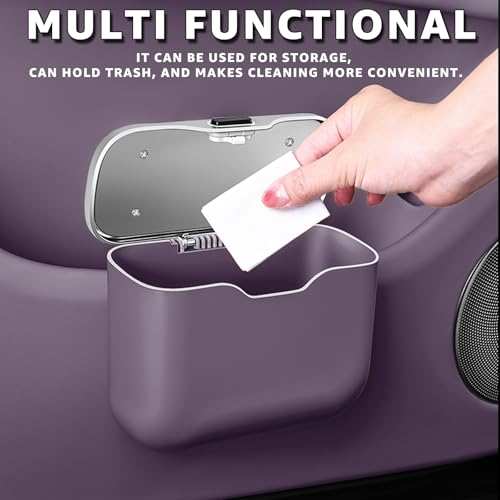 HOLDCY Car Trash Can, Waterproof Multi‑Functional Auto Trash Bin for Door/Console/Seat Back, Universal Vehicle Garbage Can for Car/Truck/SUV Drivers (Purple) - color: Purple