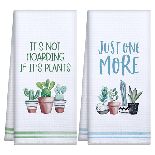 Gifts for Plant Lovers,Plant Lady Mom Birthday Gift,Plants Gardening Gift for Women Teacher Gardener,Funny Best Friend Birthday Housewarming New Home Gifts,Kitchen Hand Towels Dish Cloths Set Decor - color: Plant 1