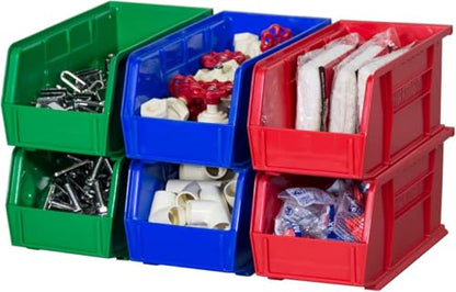 Akro-Mils 30230 AkroBins Plastic Storage Bins, Space-Saving Stackable Bins for Garage, Pantry, Craft Organization, 11" x 5" x 5", Green, 12-Pack - color: Green