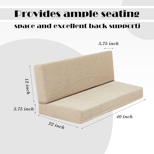 Nuanchu 2 Sets RV Dinette Seats Cushions Replacement with 42D Foam Includes 2 Booth Seats and 2 Backrests Replacement Camper Cushions for RV Dinette Trailer Bed, Oatmeal(40 Inch) - size: 40 Inch