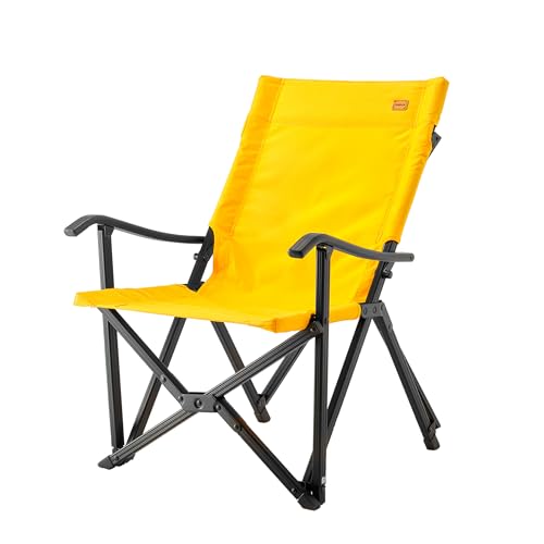 IKURAM Outdoor Camping Chair, Portable Folding Chair, Lightweight Compact Design for Beach, Lawn & Sports, Outdoor Gear, 250 LBS Capacity, Yellow - color: Yellow