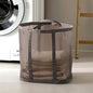 Mesh Bag with Handles, Collapsible Laundry Basket, Foldable Laundry Bag, Breathable Folding Beach Bag,Space-saving Travel Tote Bags (1, Brown) - color: Brown