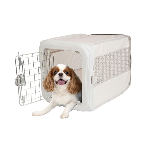 SportPet Designs Small Soft-Sided Pet Travel Kennel for Cars, Foldable Back Seat Crate for Cats & Small Dogs, Mesh Ventilated Carrier with Dual Metal Doors, Safety Leash & Waterproof Bed - White - color: Small Pop-Up Crate (White)