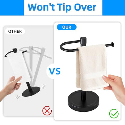 Heavy Duty Towel Holder Stand, Stainless Steel Hand Towel Holder Rack for Bathroom Countertop, Weighted Base C-Shape Free Standing Towel Bar for Bathroom Kitchen Countertop, Matte Black - size: C-Shape