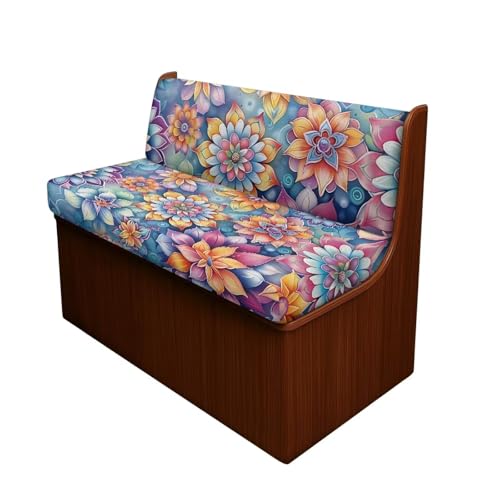 RV Dinette Cushion Covers Set of 2, Boho Floral Camper Cushion Slipcovers, Washable Anti Slip Stretch Fabric - color: Boho Floral