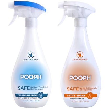 Pooph Pet Odor Eliminator and Litter Box Deodorizer - 2-32oz Bottles - Dismantles Odors on a Molecular Basis, Freshens Cat Litter Boxes, Removes Urine, Feces, and Ammonia Odors