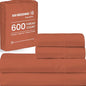SGI bedding Full Bed Sheets Set – Premium 600 TC Egyptian Cotton, Crisp & Cooling Sateen Weave, Extra Soft Hotel Collection, Fits Mattresses Up to 16 Inch Deep, Breathable & Long Lasting – Terracotta - color: 15 - Terracotta, size: Full