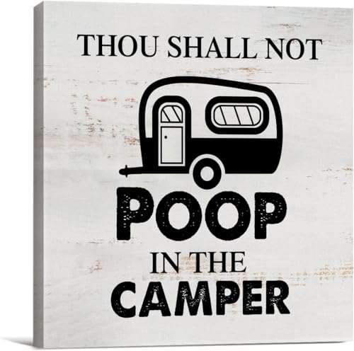 Rustic Wooden Box Sign Camping Canvas Wall Art Bathroom Decor Desk Shelf Artwork Gift 5×5 in - color: Wooden Sign-4