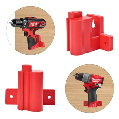 Tool Holders and Battery Holder Compatible Milwaukee M12 12V Wall Mount Plastic Hanger Battery Drill Tool Storage for Shelf Work Van Toolbox with 22 Screws