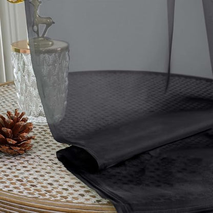 OWENIE Sheer Curtains 84 Inches Long 2 Panels Set, Black Sheer Curtain for Living Room Bedroom, Modern Filmy Rod Pocket Curtains Drapes, 2 Pcs, Each 59 W x 84L, Black - color: Black, size: 59"W x 84"L (Pack of 2)