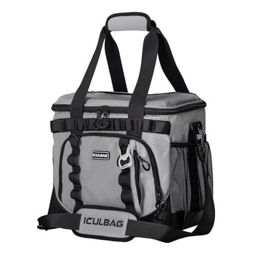 Soft Travel Coolers Bags Insulated Cooling 16hour for Camping Hiking Beach Travel Soft Sided Insulated Cooler Bag 20/48Cans for Women Men - color: Gray, size: 20L