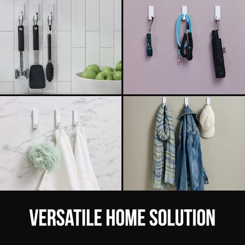 GORILLA GRIP Heavy Duty Reusable Wall Hooks for Hanging, Easy Install Stick on Removable Adhesive Hook, No Nail Damage, Multisurface Use for Christmas Decorations, 2 Pack and 3 Strips, Plastic - size: 2 Pack (3 Strips)