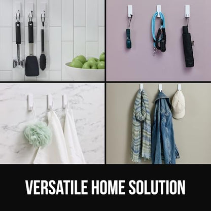 GORILLA GRIP Heavy Duty Reusable Wall Hooks for Hanging, Easy Install Stick on Removable Adhesive Hook, No Nail Damage, Multisurface Use for Christmas Decorations, 2 Pack and 3 Strips, Plastic - size: 2 Pack (3 Strips)