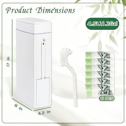 Bathroom Trash Can with Toilet,Slim Bathroom Trash Can,Toilet Brush and Holder Set,4.5 Liter / 1.2 Gallon Press Type Odor Proof rv Trash can,for Bathrooms, RVs, Small Spaces