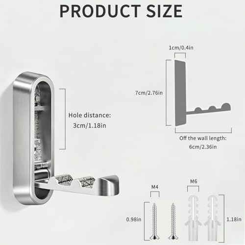 2PCS Foldable Wall Hooks, Flip Down Design with 40 lbs Heavy-Duty Capacity, Retractable Wall Hooks for Bathroom, Bedroom & Entryway Space Saving (Silver) - color: Silver, size: 2 Hooks