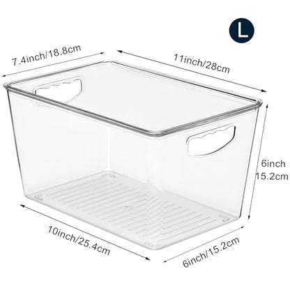 theaoo Clear Storage Bins with Lids Stackable - Large Plastic Containers for Pantry Organization and Storage - Perfect for kitchen,Fridge,Laundry Room,Bathroom,Garage,Closet,Cabinet Organizer - 4 Pack - size: Large (Pack of 4)
