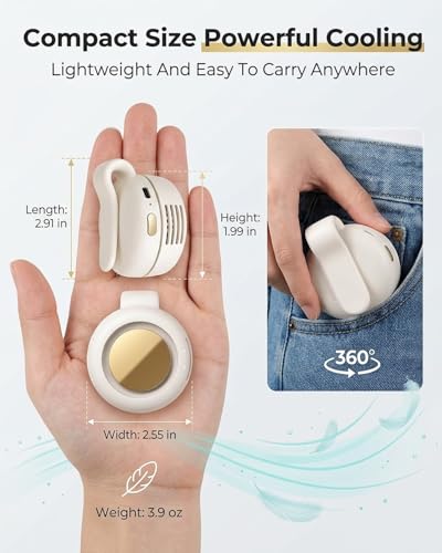 Portable Neck Handheld Mini Fans Hand Held Small Clip on Fan Personal Travel Rechargeable Bladeless Blow Cold Air Camping Wearable for Waist Shirt Belt Beach Cooling Electric Fan(Green) - color: Green