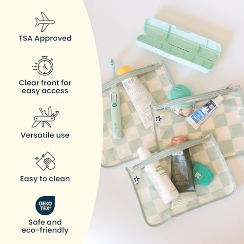 Tiny Twinkle Diaper Bag Organizing Pouches|3 Pack Mess-Proof Clear Front Travel Organizer Bags&TSA Approved Toiletry Bag Set for Baby and Mom Essentials - color: Lotus