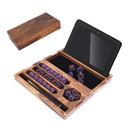 Dice Tray with Stand, Dice Tray with Holder, Dice Rolling Tray, Dices Tray for Rolling with Magnetic Lock Secures Lid Portable Trays for Tabletop Dice Holder Case for Tabletop