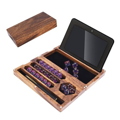 Dice Tray with Stand, Dice Tray with Holder, Dice Rolling Tray, Dices Tray for Rolling with Magnetic Lock Secures Lid Portable Trays for Tabletop Dice Holder Case for Tabletop