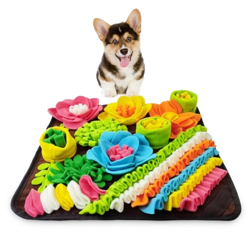 KeeKit Snuffle Mat for Dogs, Interactive Slow Feeding Mat for Small & Medium Breeds, Encourages Natural Foraging Skills, Mental Stimulation, Foraging Mat for Dogs Cats Rabbits - color: Brown, size: 15.4*15.4 Inch