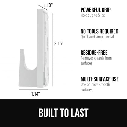 GORILLA GRIP Heavy Duty Reusable Wall Hooks for Hanging, Easy Install Stick on Removable Adhesive Hook, No Nail Damage, Multisurface Use for Christmas Decorations, 2 Pack and 3 Strips, Plastic - size: 2 Pack (3 Strips)