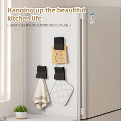 6 Pcs Large Self Adhesive Clips, Wall Tapestry Clips, No Drilling Towel Holder, Adjustable Spring Flag Hanger for Bathroom Kitchen Home Office Hotel, Black