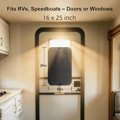 RV Door Window Shade Cover 16"x25" - Foldable UV Blocking & Privacy Blackout Shield with Hook-Loop Fastener, Waterproof Camper Trailer Motorhome Accessories - size: 16"x25"