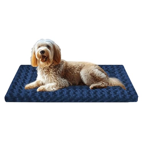 Dog Bed Mat - Dog Crate Pad - Reversible Dog Mat for Pet Comfort - Soft Bed Pads with Dual-Sided Design for All Seasons - Durable, Machine Washable Mat for Crates, Travel, and Home - color: Navy Blue, size: 30"L*20"W*1.5"Th