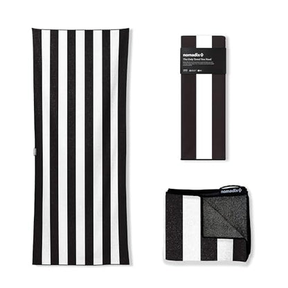 Nomadix Original Towel - Perfect for Beach, Pool, Travel, Camping, Yoga - Made with Recycled Materials - Super Absorbent - Sand Resistant - Cabana Stripe Black - 72.5x30 - color: Cabana Stripe Black