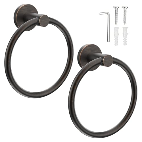 SetSail Towel Holder for Bathroom Wall 2 Packs Towel Ring Screw-in Stainless Steel Hand Towel Hanger for Bathrooms Oil Rubbed Bronze - color: Oil Rubbed Bronze, size: 2 packs