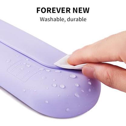 AGIKET Silicone Makeup Brush Holder Travel Cosmetic Bag：Soft Portable Cosmetic Face Brushes Holder with Upgrade Anti-Fall Out Magnetic Closure, Large Travel Makeup Brush Case - Lavender - color: Lavender, style: Brush Holder