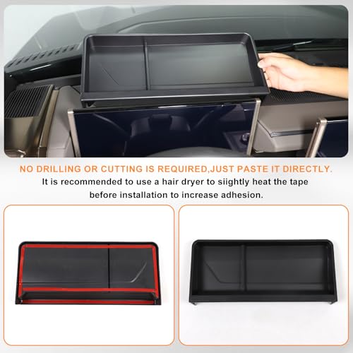 Center Console Organizer Dash for Hummer EV Accessories Dashboard Insert Tray Storage Box Behind Screen Organizer Dash Storage Tray Compatible with Hummer EV SUV Pickup 2022-2024 2025+ (ABS Black)