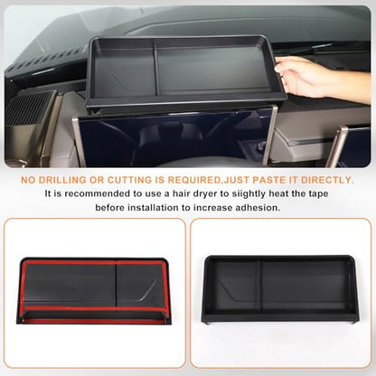 Center Console Organizer Dash for Hummer EV Accessories Dashboard Insert Tray Storage Box Behind Screen Organizer Dash Storage Tray Compatible with Hummer EV SUV Pickup 2022-2024 2025+ (ABS Black)