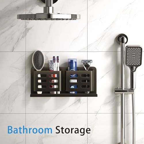 Aluminum Toothbrush Holder Self-Adhesive Hanging Bracket Shower Toothbrush Razor Holder Suitable for Toothbrush, Toothpaste, Razor and Comb etc Bathroom Storage - size: Black four slots