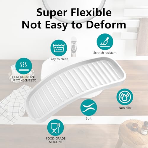 Silicone Sponge Holder Kitchen Sink Organizer Tray Dish Caddy Soap Dispenser, Scrubber Spoon Holder,Dishwashing Accessories 2 Pack (White) - color: White