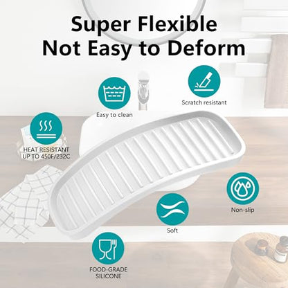 Silicone Sponge Holder Kitchen Sink Organizer Tray Dish Caddy Soap Dispenser, Scrubber Spoon Holder,Dishwashing Accessories 2 Pack (White) - color: White