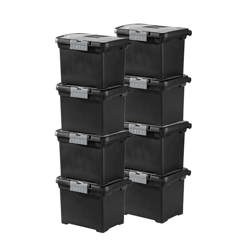 Sterilite Portable Lockable File Box Organizer with Handle and Clear Lid (8 Pack) - size: 8 Pack