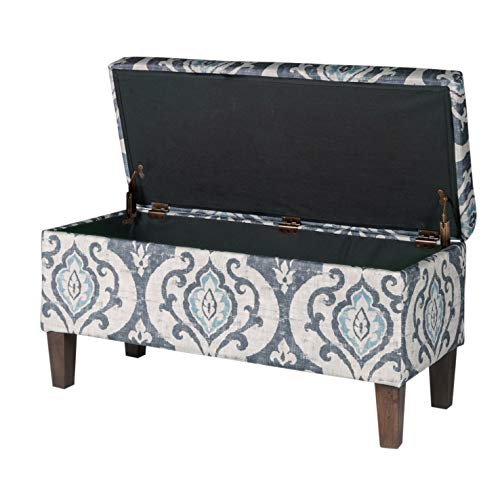 HomePop 36" Storage Ottoman Bench with Hinged Lid - Slate Damask - color: Slate Damask