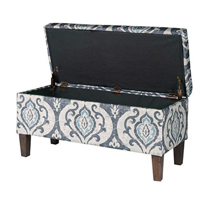 HomePop 36" Storage Ottoman Bench with Hinged Lid - Slate Damask - color: Slate Damask