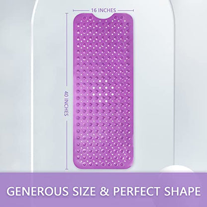 Sheepping Baby Bath Mat Non Slip Extra Long Bathtub Mat for Kids 40 X 16 Inch - Eco Friendly Bath Tub Mat with 200 Big Suction Cups,Machine Washable Shower Mat (Purple) - color: Purple