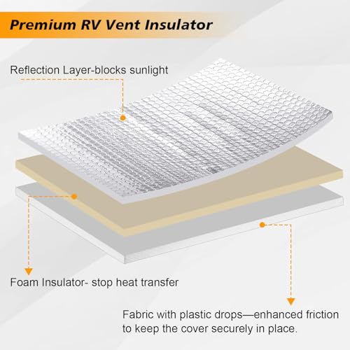 1 Pack RV Skylight Insulator 14"x14"x3", RV Vent Insulator, RV Skylight Cover with Reflective Surface, Waterproof RV Insulation for Inside Camper, RV Skylight Pillow - size: 14in X 14in X 3in 1PC