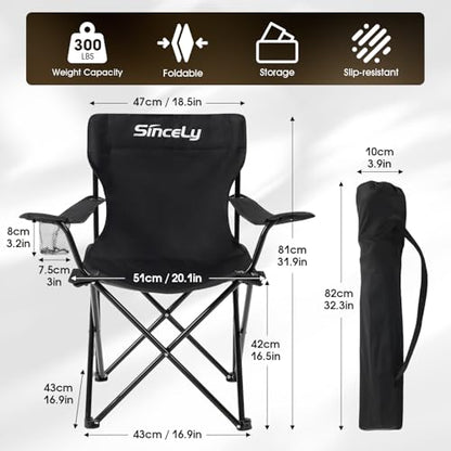 Portable Folding Camping Chair - Heavy Duty Steel Frame Outdoor Chair with Side Cup Holder, Breathable Polyester Fabric, Collapsible Camp Chair for Camping, Beach, Picnic, Fishing, 4PCS