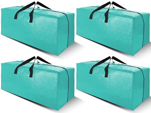 Cosy Family 4 Pack Heavy Duty Extra Large Moving Bags with Backpack Straps - Strong Handles & Zippers, Storage Totes For Space Saving, Fold Flat, Alternative to Moving Box, Aquamarine - color: Aquamarine, size: 24 gal-Pack of 4
