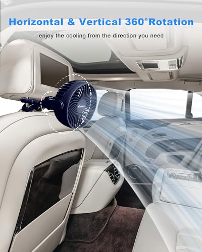Coohea Stroller Fan Clip on for Baby, 4000mAh Rechargeable Battery Operated, Flexible Tripod, 3 Wind Speed, 360° Rotatable, Small Cooling Portable Fan for Car Seat Crib Golf Cart, Navy Blue - color: Navy Blue