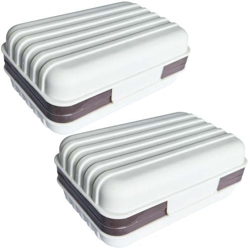 2 Pack Soap Holder Dish with Lid Draining Soap Box for Shower Compact Travel Soap Case for Camping, Gym, Hiking, Portable, Leakproof, White - color: White, size: 2 Pack