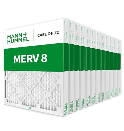 Mann+Hummel 16x16x2 MERV 8 Pleated HVAC AC Furnace Air Filters. Case of 12. (Exact Size: 15.5 x 15.5 x 1.75 Inches), white - style: 16 x 16 x 2