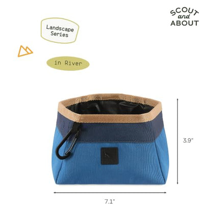 P.L.A.Y. Collapsible Dog Water & Food Bowl - Great Dogs, Travel, On-the-go, Hiking, Outdoors - Portable, Folds Flat, Waterproof, Easy Clean, 2.3L Capacity (River) - color: River