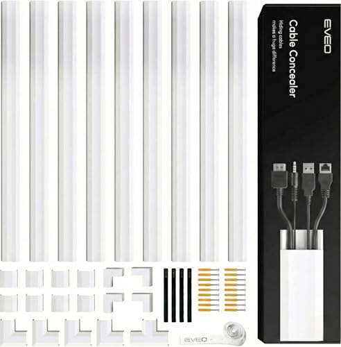 Cord Covers for Wires on Wall - 150in Cable Management Cable Hider - Cord Hiders for TV On Wall - Paintable Cable Concealer - Wire Covers for Cords - 10X (L16 x W1.1 x H0.55) - Large | White - color: White, size: 150" - Large